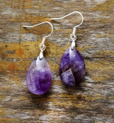 Wisdom Of Love Amethyst Teardrop Earrings-Your Soul Place